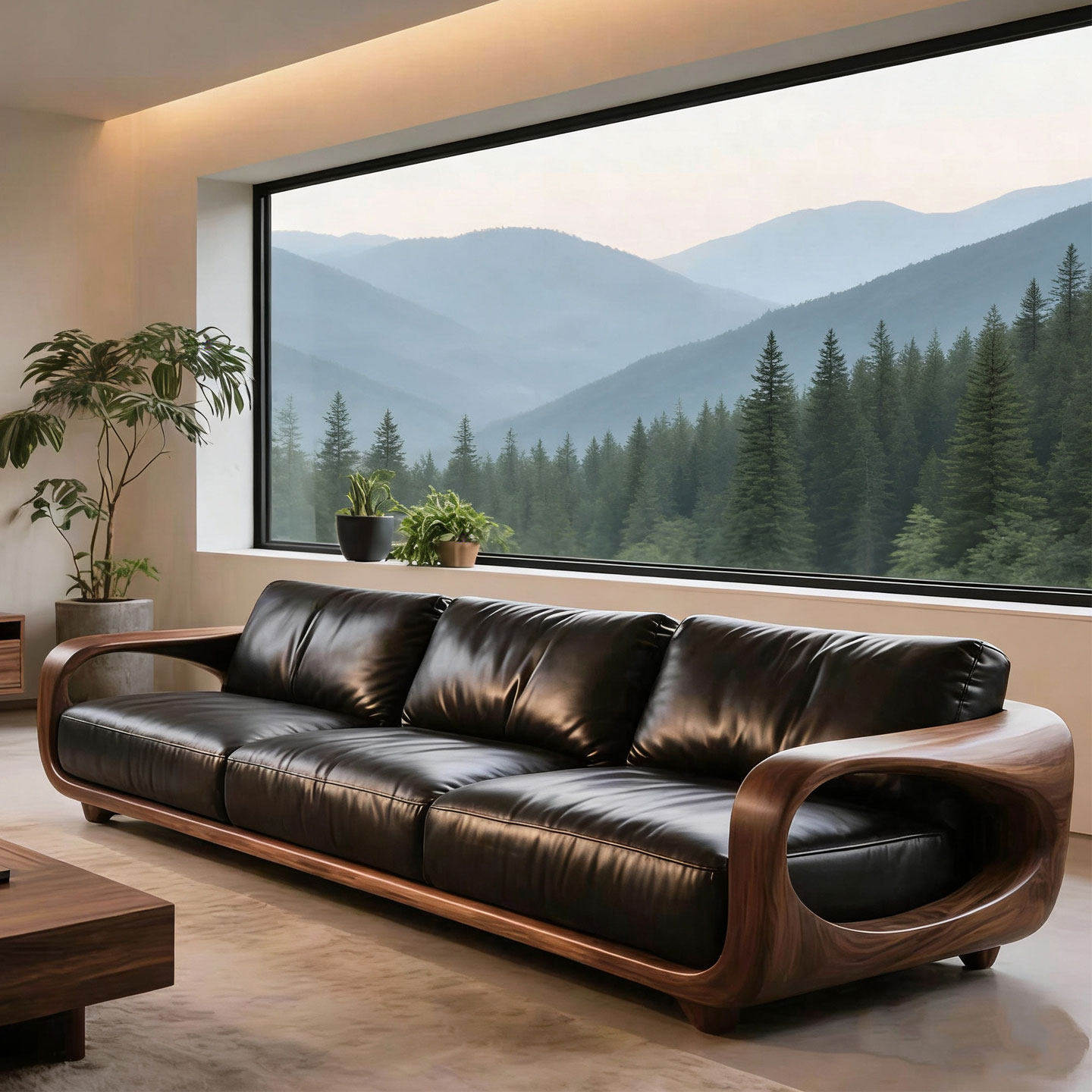 新中式实木沙发黑胡桃木现代简约别墅客厅高端新款直排三人位家用