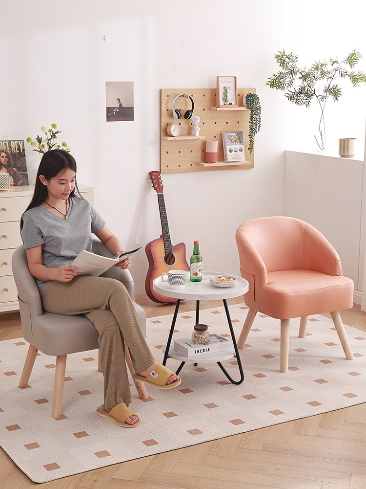 单人沙发椅子家用实木阳台简约休闲客厅椅子卧室靠背椅懒人沙发