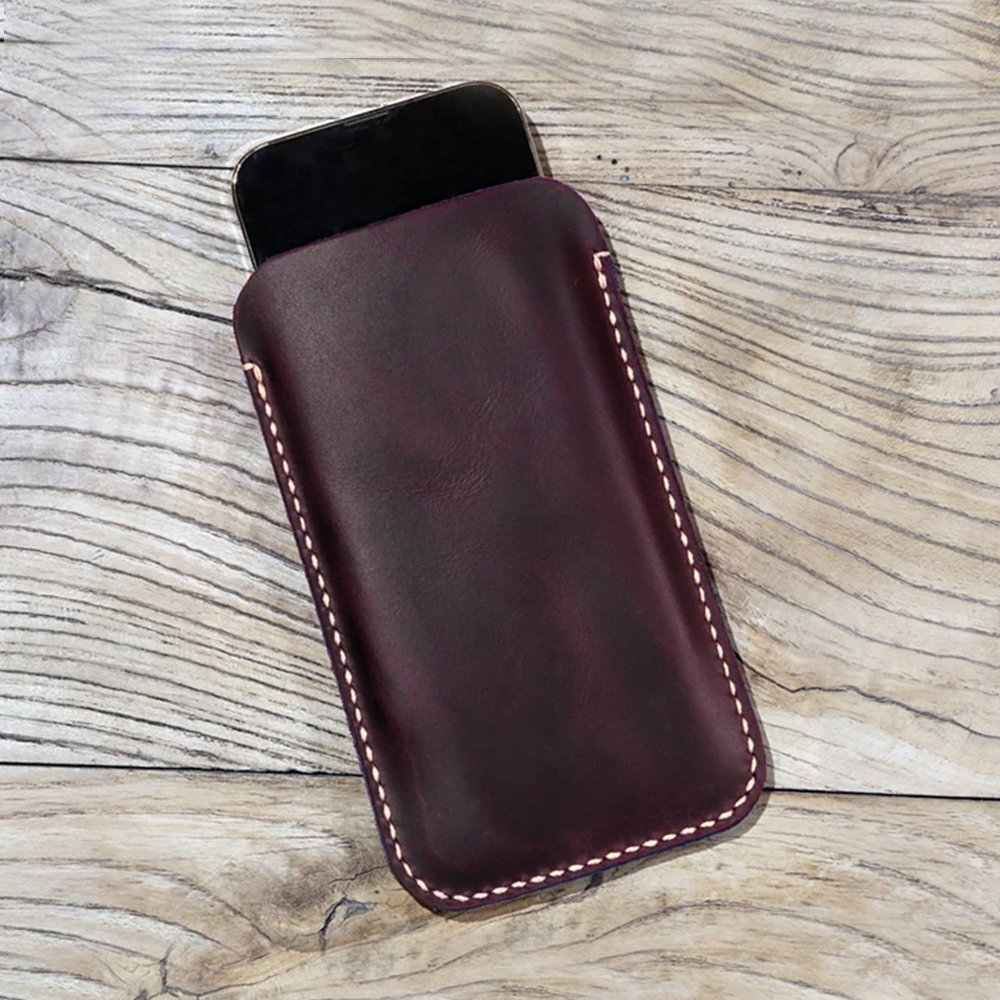 手工疯马皮头层苹果手作iPhone套