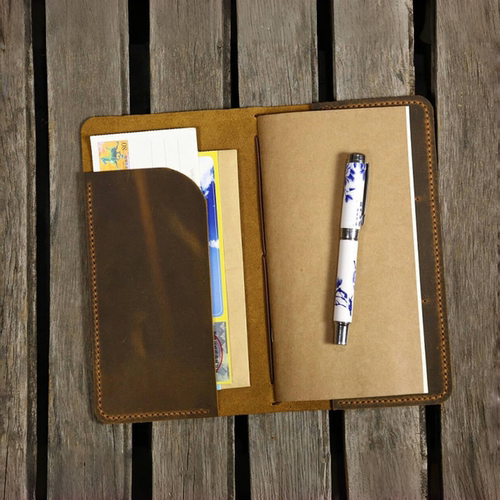 手工牛皮TN手帐复古疯马皮美式
