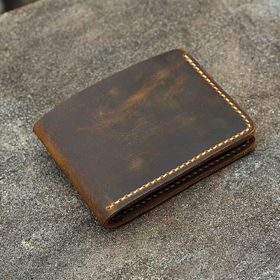 复古真皮疯马皮个性美式手缝男士