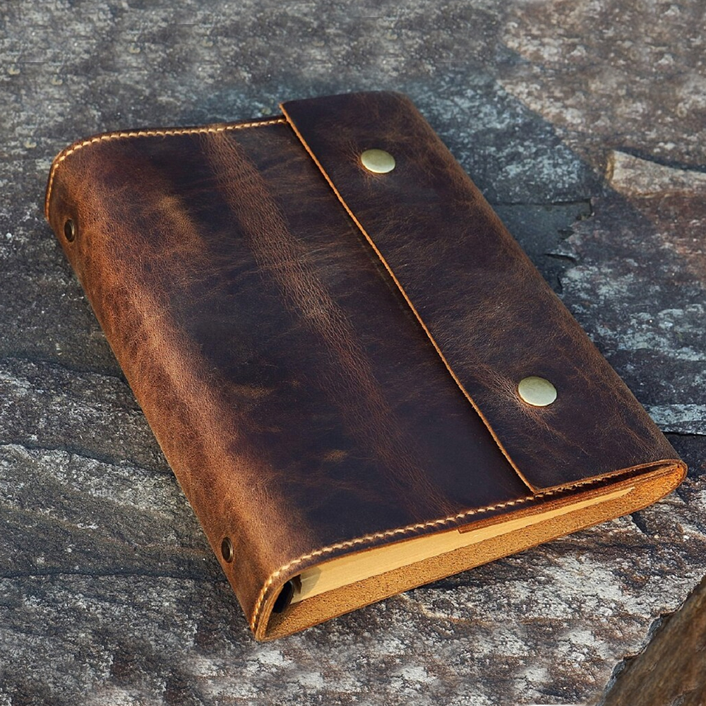 手工复古真皮A5手帐活页本欧美