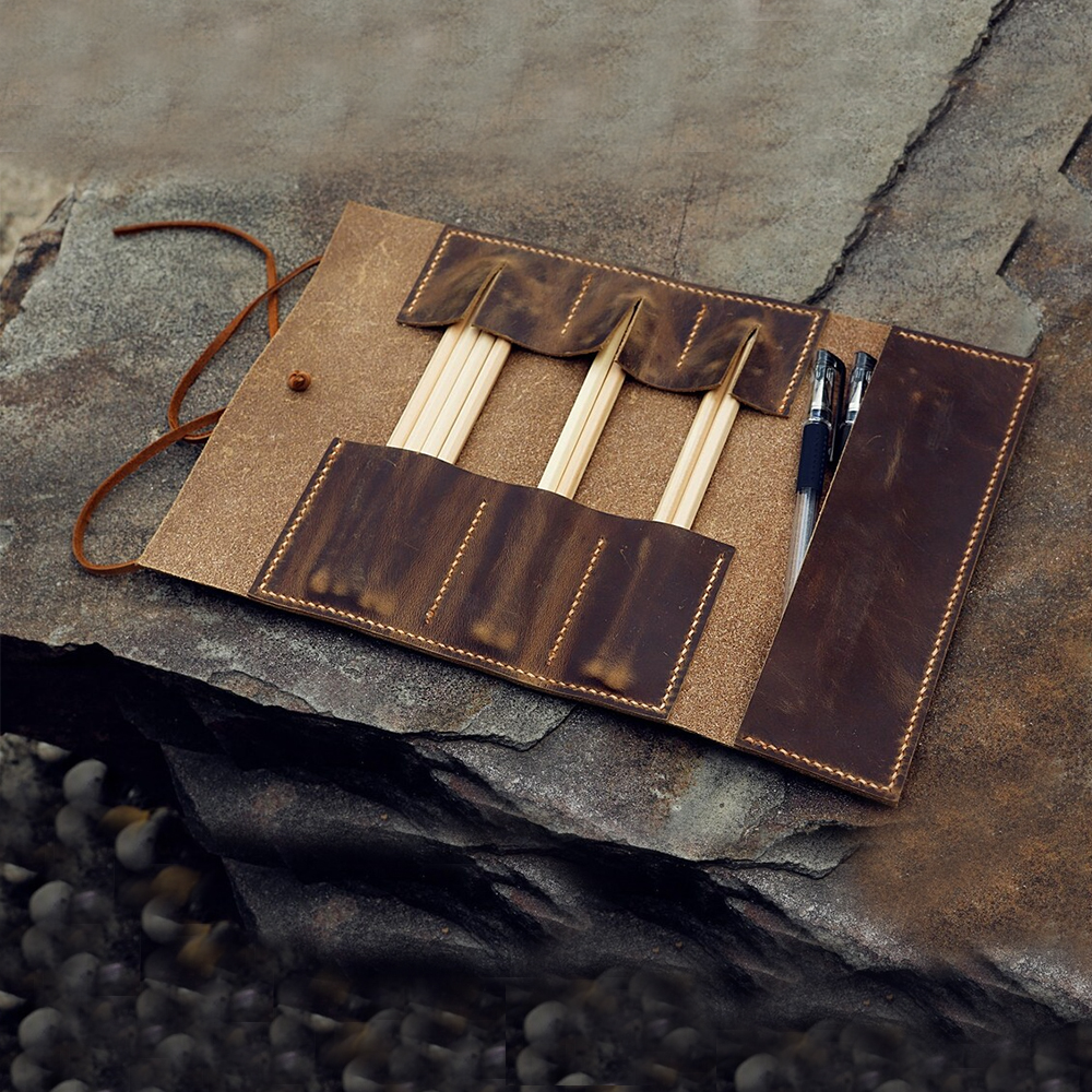 笔袋疯马真皮铅笔复古素描彩铅
