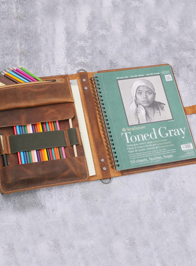 A4素描彩铅本22.9*30.5cm画袋左翻牛皮适合美国Strathmore丝蒂摩