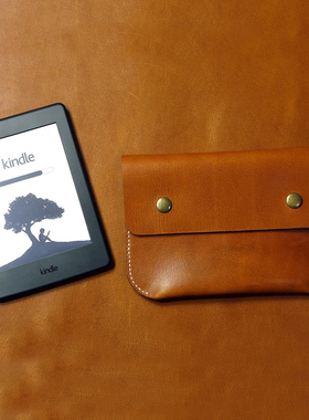 适用于Kindle 电子书纽扣保护套纯手工真皮黄棕植鞣革KDX13S-S
