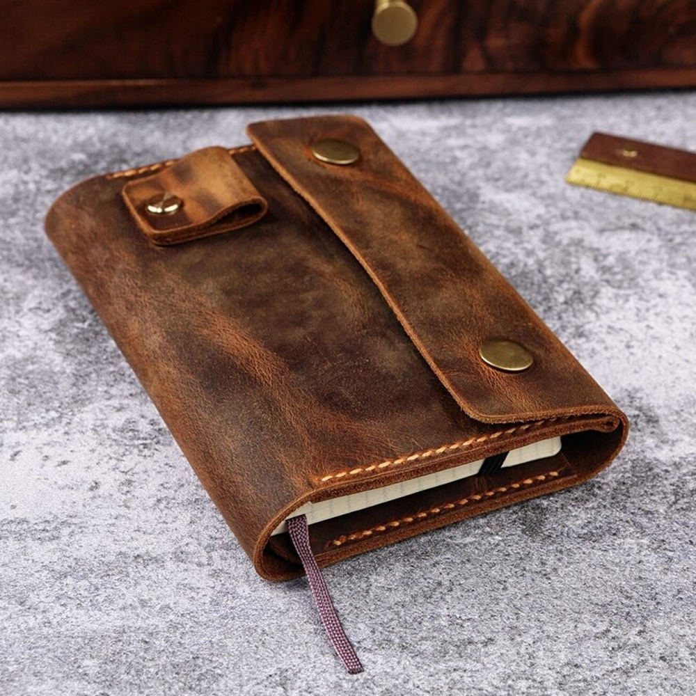 手工真皮头层书皮书衣美式复古套