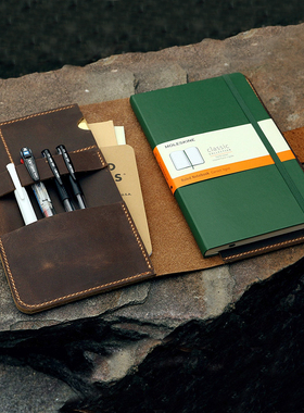 moleskine手帐封套A5大型手工真皮头层疯马皮美式复古MA505NC1