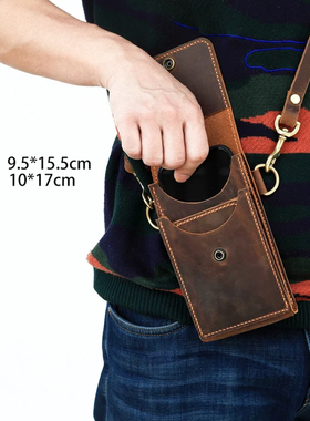 手工真皮疯马皮美式复古棕个性手机包斜挎包单肩包迷你X05-L05CPB