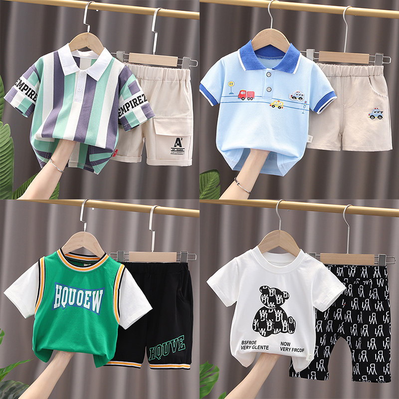 Male Child polo Short sleeved suit 2022 new pattern children Summer wear baby Two piece set Boy summer fashion Western stylein the Children/Baby/Family fitted , Set  category - from Buy2taobao.com to provide professional Taobao agent buy service