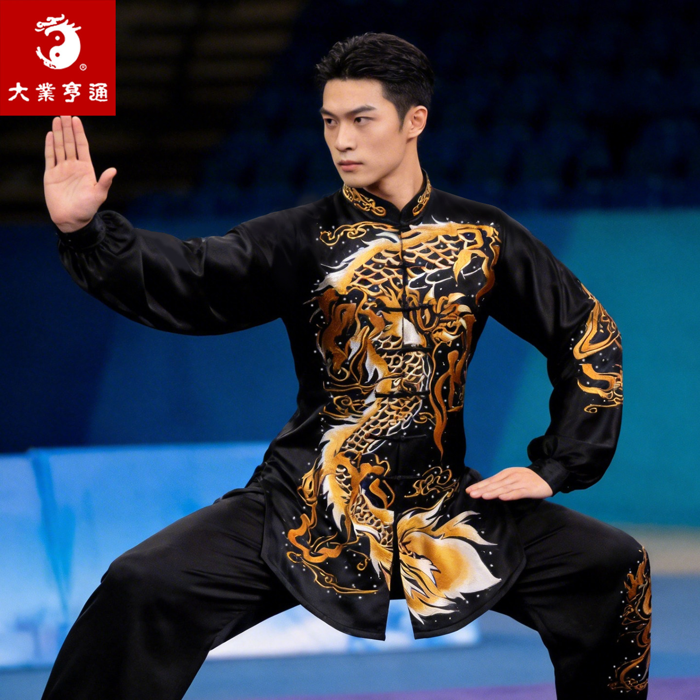 大业亨通武术表演太极服装男刺绣