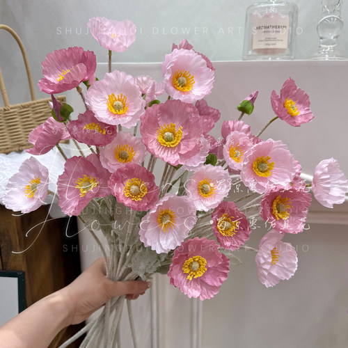 仿真花ins风花束拍照道具冰岛虞美人罂粟花客厅餐桌花装饰摆件