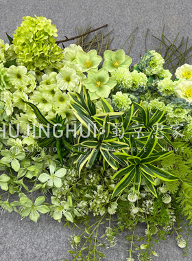 森系仿真花绿色系路引挂花布置森系绿植婚庆仿真花客厅装饰花艺