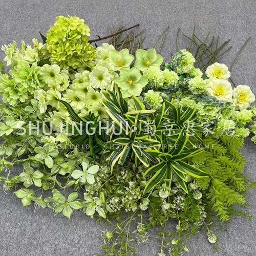 森系仿真花绿色系路引挂花布置森系绿植婚庆仿真花客厅装饰花艺