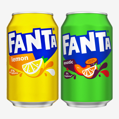 德国进口Fanta芬达柠檬味汽水330ml/易拉罐装热带水果味碳酸饮料