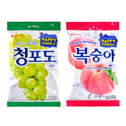 韩国进口lotte乐天青葡萄糖水蜜桃糖青提硬糖结婚喜糖年货糖153g
