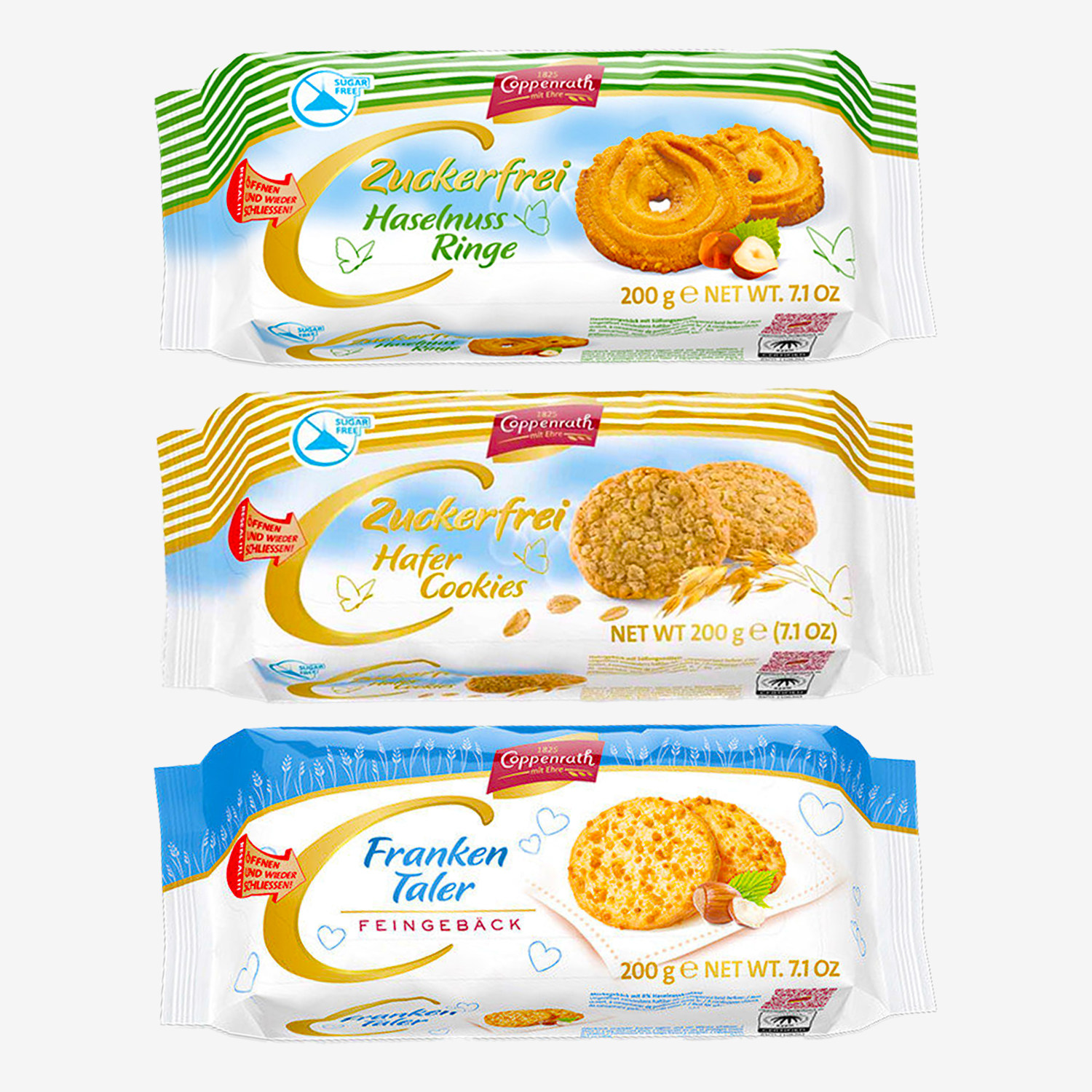 德国进口歌本瑞曲奇饼干无糖黄油榛子巧克力袋装200g早餐零食礼物