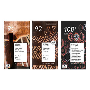 德国Vivani薇莉有机黑巧克力排块100%92%85%可可含量进口纯巧克力