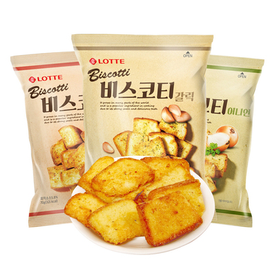 韩国进口乐天蒜香烤面包片70g
