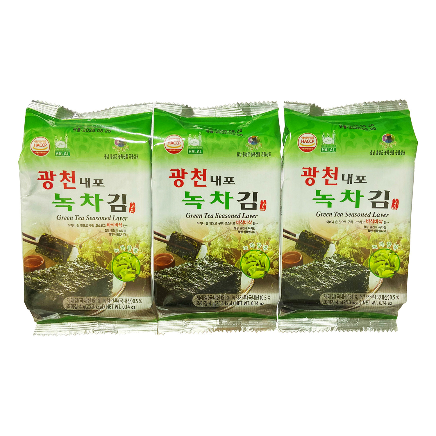 韩国进口太京绿茶味海苔4g*3