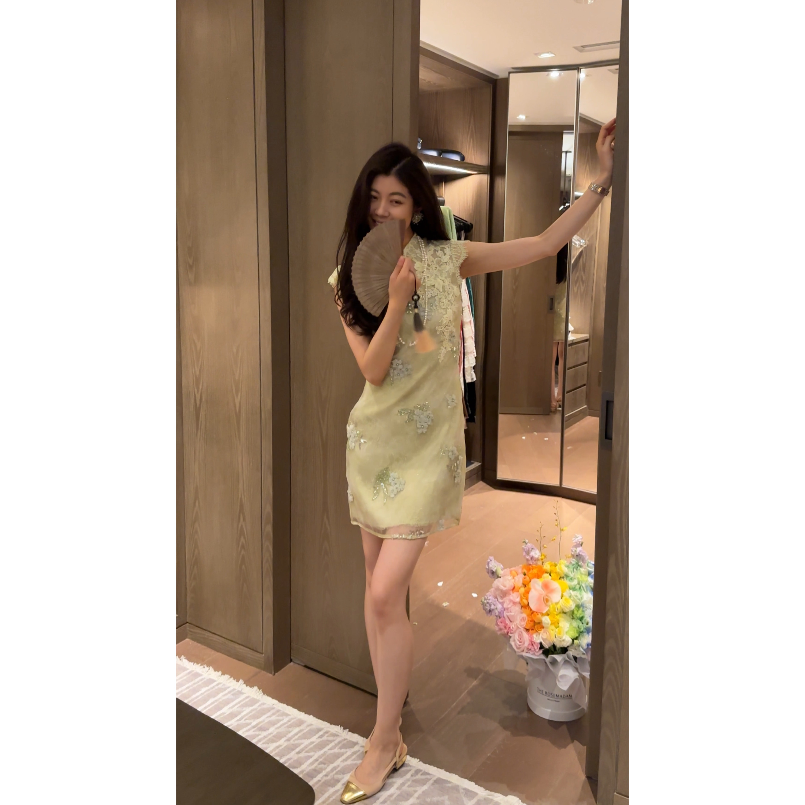 N.COU妮蔻26夏新款新中式蕾丝刺绣旗袍连衣裙女改良显瘦气质裙子