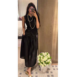 N.COU妮蔻26春新款通勤风气质优雅贵气感显瘦收腰马甲半裙套装