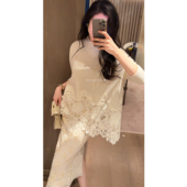 设计感显白慵懒蕾丝拼接下摆100绵羊毛套装 N.COU妮蔻26春新款