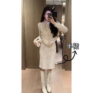 迷雾岛 25冬新款 百搭镂空显瘦直筒裙DY23379 N·COU