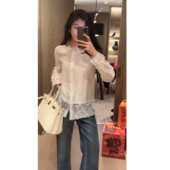 N.COU妮蔻26春新款 叠穿上衣 复古气质暗纹提花蕾丝拼接内搭衬衫