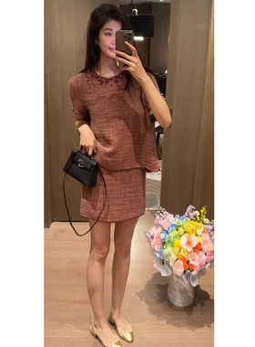 【N·COU】26夏新款【气血美人】小香风贵气钉钻圆领套装DY62275
