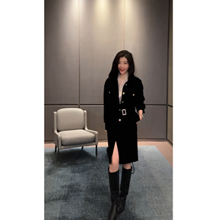 御姐法则 25冬新款 精致高级感黑丝绒外套DY70071 N·COU