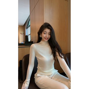 绵羊毛针织衫 N.COU妮蔻25冬新款 时髦气质高级感纯色重工钉钻修身