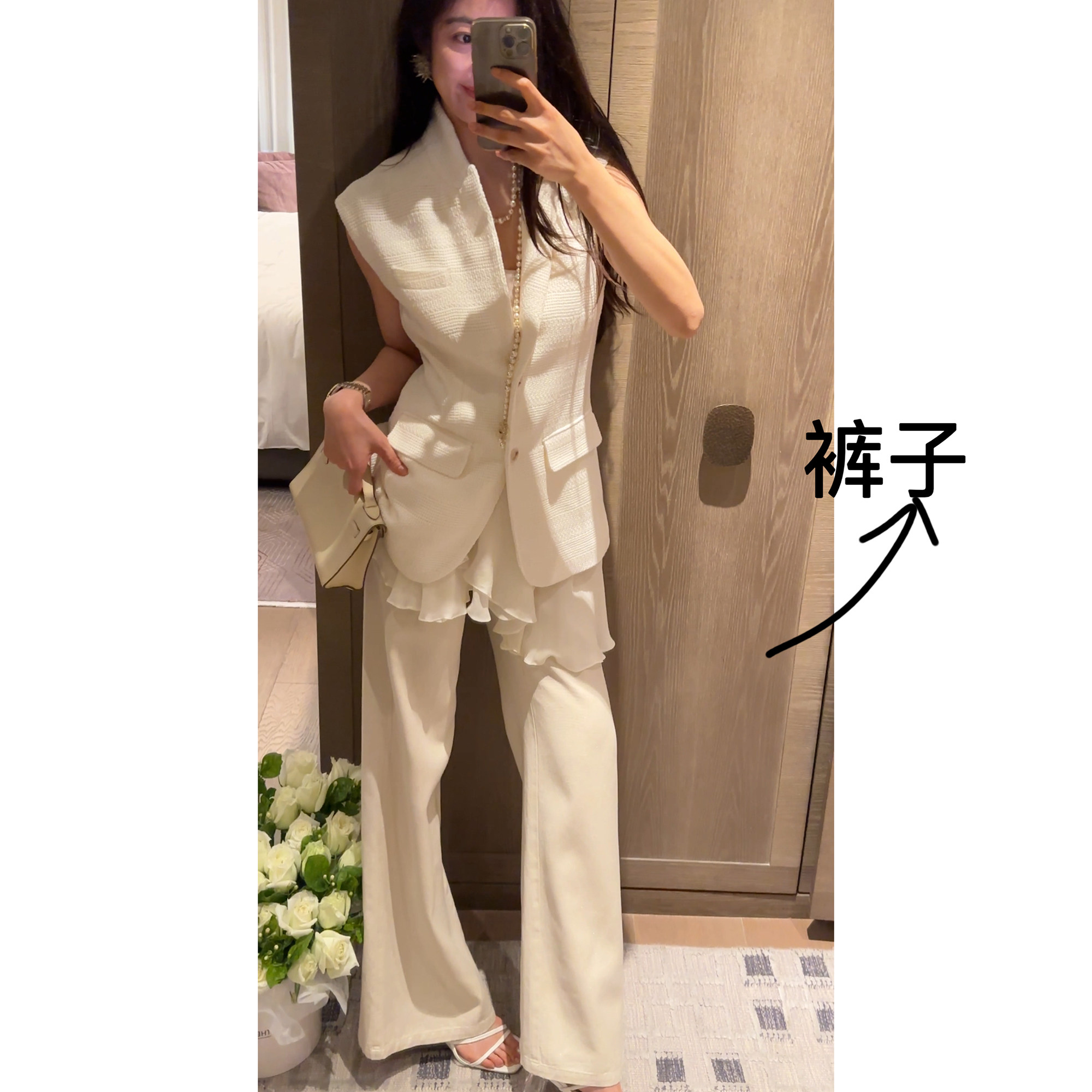 N.COU妮蔻26春新款白色百搭简约时尚气质长裤高腰细闪牛仔裤唐装