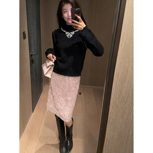 打底 小香风设计感重工钉珠木耳边针织衫 N.COU妮蔻25冬新款 法式