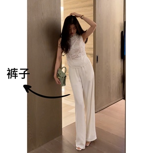 N.COU妮蔻25春新款 拖地垂感肌理感百搭宽松休闲阔腿高腰长裤