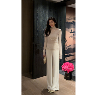 打底上衣 薄款 N.COU妮蔻25冬新款 百搭闪丝网布烫钻微透高领长袖