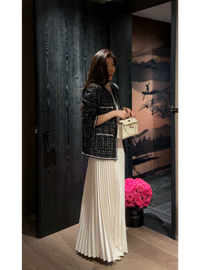 N.COU妮蔻25冬新款精致洋气贵气感轻奢黑色粗花呢小香风外套女