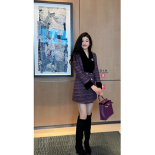 红到发紫 25冬新款 小香风拼接白鸭绒羽绒服DY92287 N·COU