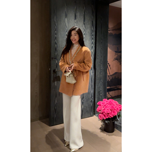 毛呢外套 气质贵气感洋气钉珠镶边中长款 N.COU妮蔻25冬新款 时尚