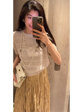 N.COU妮蔻26春新款老钱风镂空编织设计感小众短款套头针织衫女