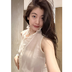 N.COU妮蔻25冬新款 时髦设计感气质木耳边V领莱赛尔内搭叠穿背心