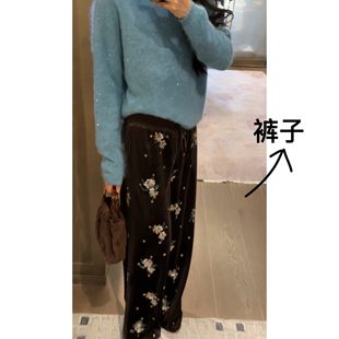 半裙套装 花卉珠绣垂感阔腿裤 DY2352 花影裤 N.COU妮蔻25冬新款