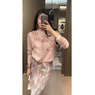 温柔立体钉珠花朵针织开衫 花样年华 25冬新款 DY2326 N·COU