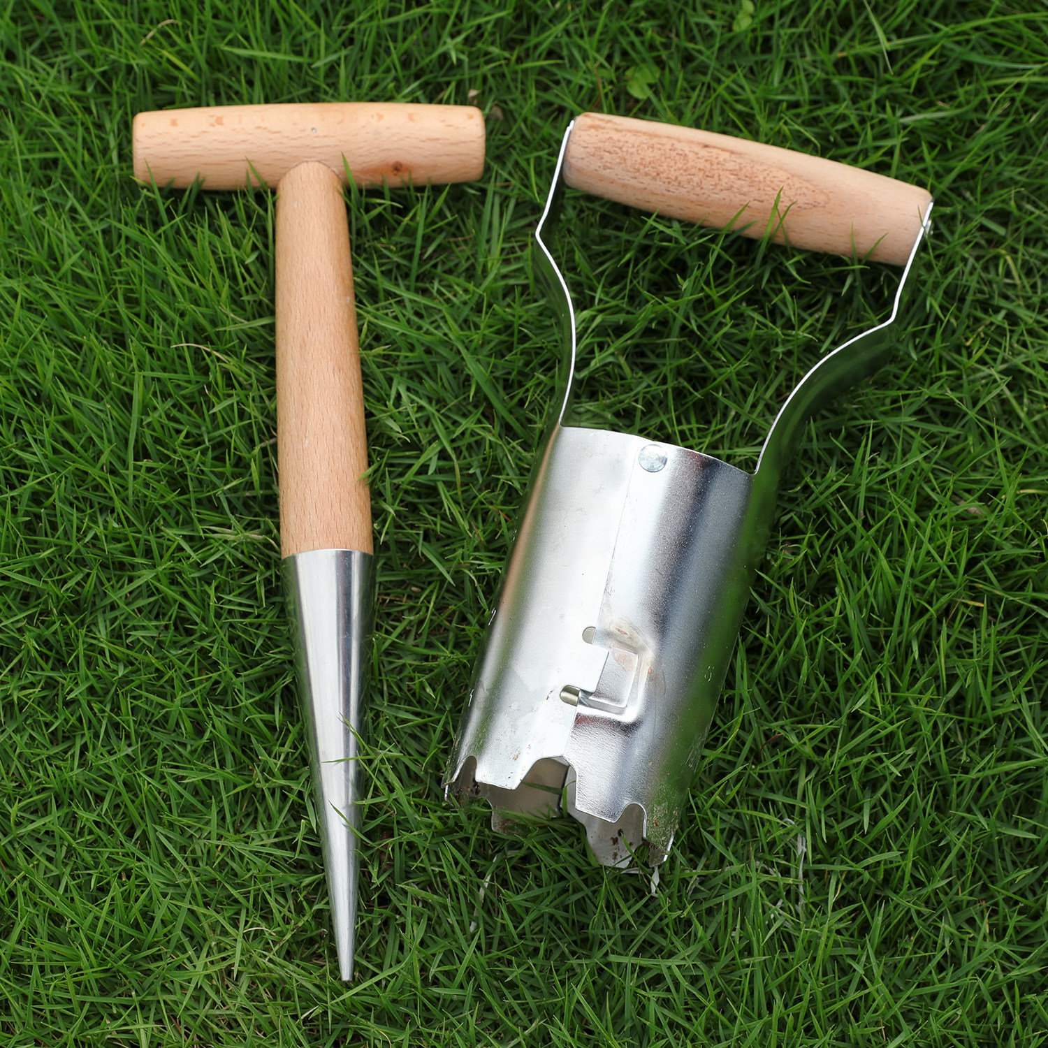 亲居金属播种器挖土器园艺木柄打洞移苗种花扦插工具育苗播籽器