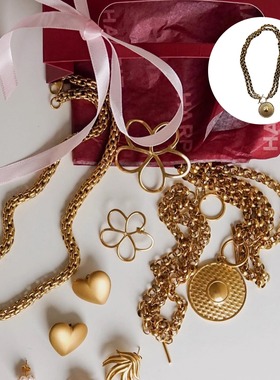 HARPIE金色圆形金饼复古项链