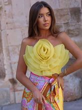 esh Yellow ose Floral op Autumn Winter Fashion Sleeeless Cro