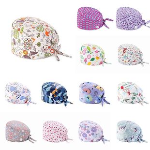 Floral Nurse Cap Cotton Buckle Pure Surgical Hat Baot Doctor