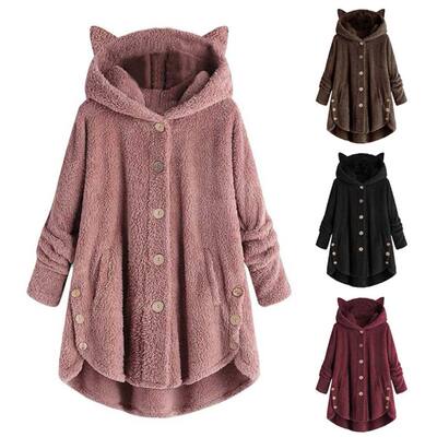 2022 Women's coat Winter lus Velet s Winter Cute Cats Ears o