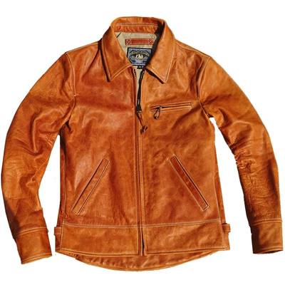 Men's Leather Jacket Horsehide Short Slim Fit Amber Biker Wi