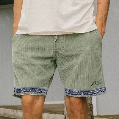 Casual Fashion Patchwork Corduroy Shorts Mens Spring Summer