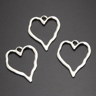 Silver Charms Hollow Heart 37x29mm Love 25pcs Pendant Color